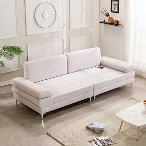 [명품의료기][협탁+전용패드 증정] 온열소파 빅토리아SF 패브릭 리얼화이트 황토숯볼 흙소파