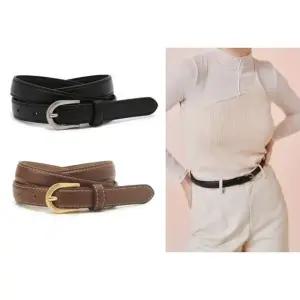 [갤러리아] JABE5F110/JABE5F111 [여성벨트]브라운 스티치장식 소가죽 슬림벨트