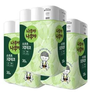 나무야나무야 소프트 3겹 데코 화장지 27m 30롤 3팩 (90롤)