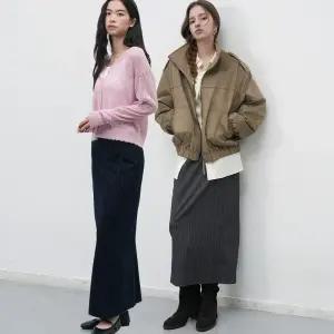 WOMAN 벨티드 H라인 스트라이프 맥시 롱 스커트 [2COL] / WBE3L13513