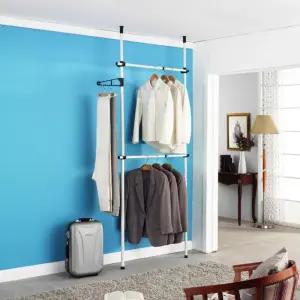 튼튼한 압축 천장 고정식 원룸 행거 틈새 옷 걸이 행가 2단 폴 봉 스탠딩 파이프 좁은 높은 천정 세우는 외