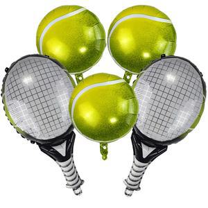 5pcs 테니스 파티 풍선 용품 라켓 모양 스포츠 테마 생일 Mylar 장식을위한