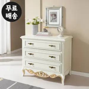 라빈 엔틱 서랍장 3단 원목 옷 체스트 낮은 서랍 850