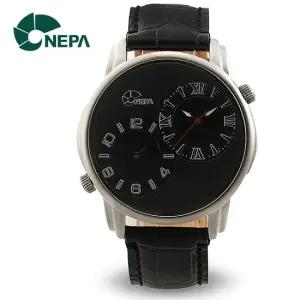 [네파] NEPA 듀얼타임 남성 정장 가죽 손목시계 N3022-BLACK