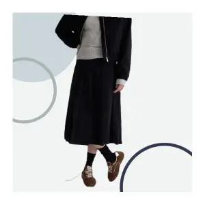 [국내매장정품] 에잇세컨즈 8SECONDS 폴리피치 플리츠 스커트 블랙 325927LY35 130053