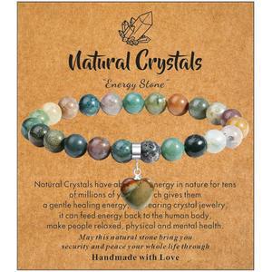 여성용 마이보타 힐링 크리스탈 팔찌, 8mm 천연 보석 구슬 생일 어머니 날 발렌타인 데이 기념 사랑의 하트 팔찌 주얼리 선물