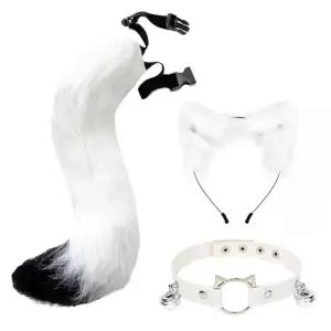 고양이 의상 코스튬 꼬리 기념일 여우 코스프레 귀여운 이벤트 화이트블랙 생일