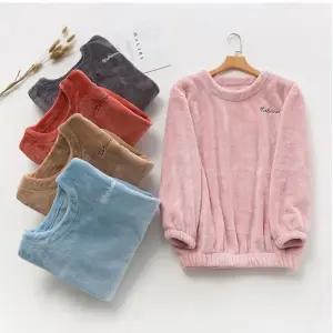 홈웨어 파자마 밍크수면잠옷 극세사 바지 세트 여성 기모 상하의