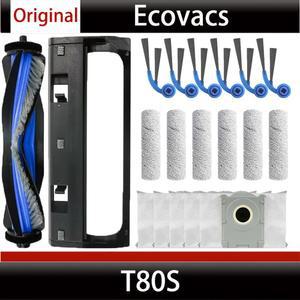 [호환] 오리지널 에코백스 T80S 진공 청소기 액세서리 메인 브러시 커버 먼지 봉투 사이드 브러시 롤러 청소 용액 소모품