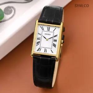 세이코 SWR104P1 사각케이스 아날로그 사파이어 캐쥬얼 정장 남자 가죽 시계 c