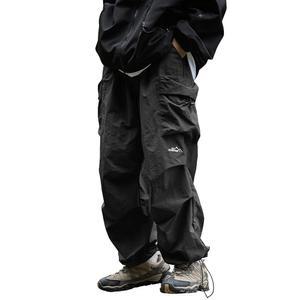 남성용 배기 카고 팬츠 캐주얼 낙하산 루즈핏 힙합 하메 경량 방수 포켓 포함