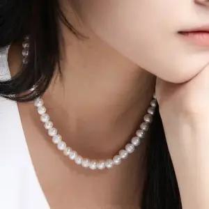 천연 못난이 담수진주 목걸이 기본 스타일 925 실버 쥬얼리