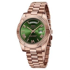 NIBOSI 남성용 아날로그 쿼츠 스테인리스 스틸 로즈 골드 실버 시계 방수 비즈니스 클래식 데시거 손목시계 날짜 표시