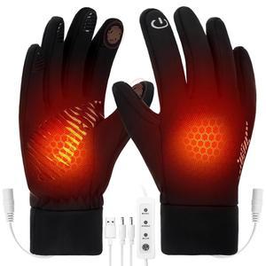 남성용 칸니노 USB 온열 장갑, 전신 손난로 장갑 3단계 온도 양면 겨울 선물 야외 스키 사이클링용 블랙