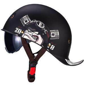 FVCNGP 레트로 노블리티 쿨 하프 헬멧, 빈티지 독일 야구 모자 모터사이클 페이스 성인 여성용, 바이크 크루저 초퍼 모페드 스쿠터, DOT 승인, UV 바이저 고글