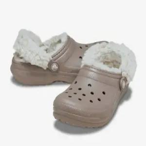 [모다아울렛][편집샵 에스마켓]클래식 플리스 라인드 클로그 플리스 스트랩 키즈 브라운 212856-195_BP