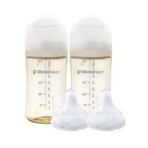 더블하트 분유 수유 젖병 240ml 젖꼭지 L 세트 베이지