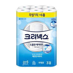 크리넥스 도톰한 에어터치 3겹 30롤 1팩 휴지