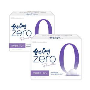 순수한면 제로 생리대 ZERO 오버나이트 12개입x2팩