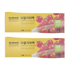 노브랜드 더블지퍼백 중형 20x25cm 70매 x 2팩 다용도 주방비닐팩