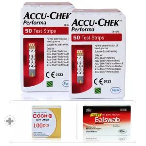 아큐첵 퍼포마 당뇨 혈당시험지 세트[측정지 100매+침 100개+솜 100매]