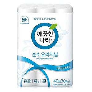 깨끗한나라 순수 오리지널 2겹 화장지 40m 30롤 1팩 (30롤)