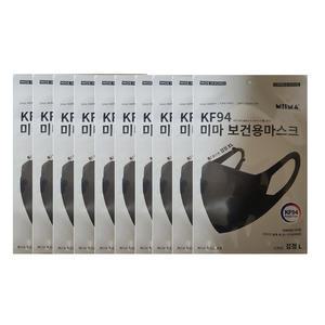 미마 보건용마스크 KF94 대형 10매-블랙 미마마스크