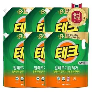 [LG생활건강]테크 진드기 알레르기 원인 제거 액체세제 리필 2L 일반 x 6개