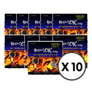 3kg (300gx 10개) 한방에 착화숯 캠핑 참숯 구이용 화로숯 착화탄 맹그로브 한방에참숯 캠핑 바베큐숯 불멍