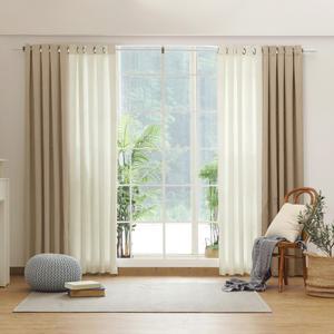 더자리 아일렛 솔리드 암막커튼 특대형 베이지+끈 280x250cm, 1개