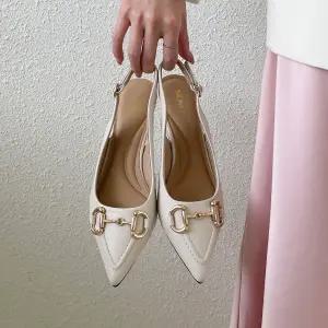 SOVO 제베스 소가죽 프리미엄 스틸레토 펌프스 슬링백 여성구두 4cm 정장 캐주얼코디