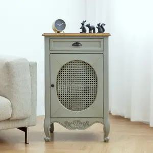 루앙 엔틱 라탄 침대 협탁 수납장 (그레이)_착불배송