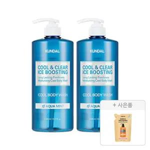 쿤달 쿨 바디워시 아쿠아민트 1058ml, 2개+증정(바디워시 리필팩 베이비파우더향 400ml, 1개)