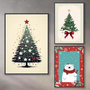 성탄절 그림 포스터 액자 크리스마스 산타 루돌프 포토 선물 화사 화려 겨울 감성 트리 풍경사진 눈내리는 겨울사진 분위기