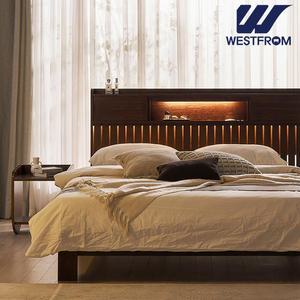 모던 그루S 전체 원목 LED 침대 프레임 (SS/Q,K공용) 협탁 추가 가능