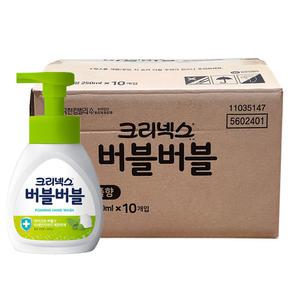크리넥스 버블버블 포밍 핸드워시 힐링그린향 250ml x 10개 거품비누 손세정제 미세먼지 온가족용 손씻기