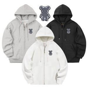 기모 후드 집업 체크베어S와펜