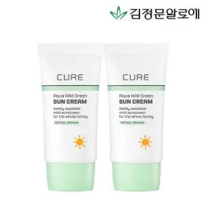 김정문알로에 큐어 아쿠아 마일드 그린 선크림 40ml 2개