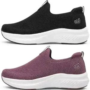 발 편한 쿠션 여성 니트 슬립온 워킹화 끈없는 운동화