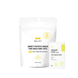 유리나리캡스 고양이 방광요로 영양제 신장 오메가3 60정+호박 고구마 수제 간식 100g