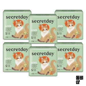 시크릿데이 생리대 러브 소형 저자극 안심 18개입 6팩