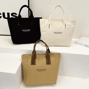 사계절 캐주얼 베이글 토트백 캔버스 여성 손가방 에코백