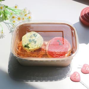 웰베이킹 크라프트 사각 펄프용기 (750ml) 5개 - 투명 뚜껑 포함