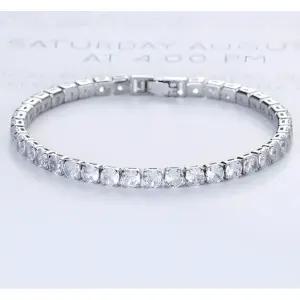 테니스 팔찌 스와로브스키 큐빅 레이어드 써지컬스틸 1mm 실버