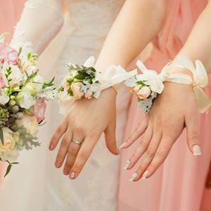 예쁜 꽃팔찌 플라워 손목 밴드 신부 들러리 하객 조화 부케 파티 이벤트 소품