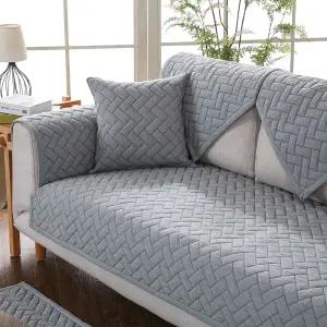 [최초가:50,000원] 헤링본 퀼팅 순면 소파패드 고정형 등받이/팔걸이 90x90cm