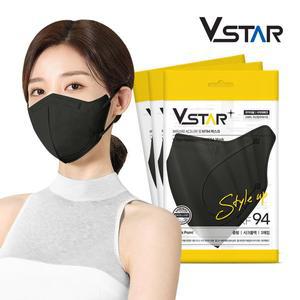 [브이스타]KF94 중형/성인용 시크블랙 200매 새부리형 컬러 국내생산 일회용 비말차단마스크