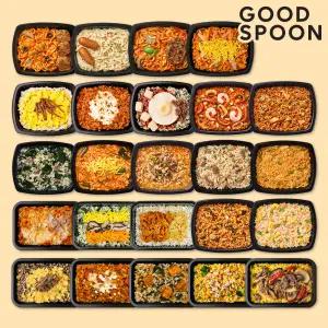 굿스푼 도시락 24종 24팩 한달식단 즉석 곤약밥 반찬 컵밥 식사대용 냉동 배달