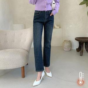 [진마니아] 진청 히든밴딩 본딩기모 일자 데님 팬츠