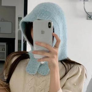 어나더뷰 파스텔 앙고라 바라클라바 후드 목도리 머플러 2254